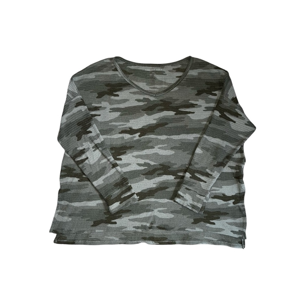 American Eagle Womens Camouflage Long Sleeve Sweater, Size Large.
